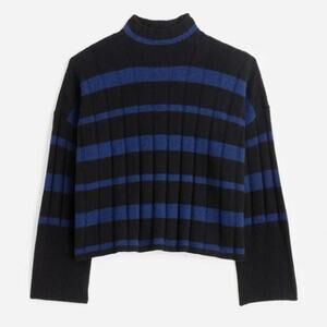 NWT Madewell Ribbed Cashmere Wool Blend Pullover Sweater in Cobalt Size XXS